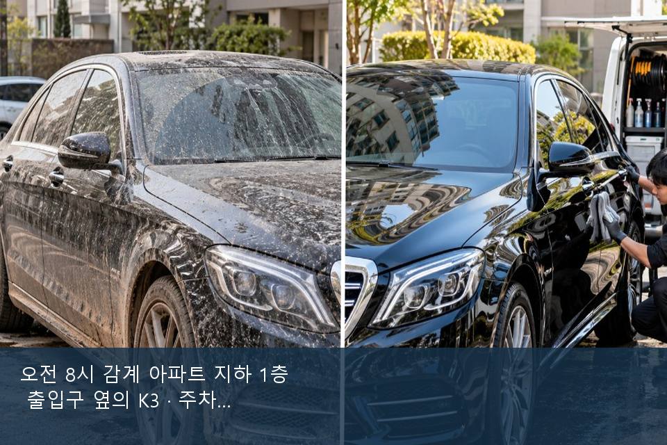 오전 8시 감계 아파트 지하 1층 출입구 옆의 K3 · 주차장에서 부른 날