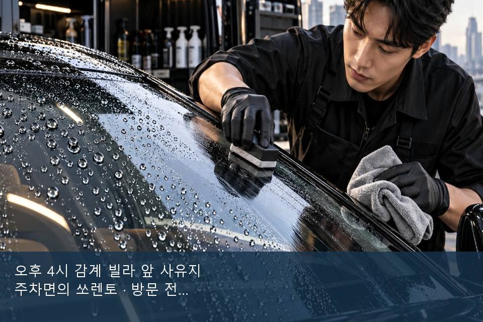 오후 4시 감계 빌라 앞 사유지 주차면의 쏘렌토 · 방문 전에 확인한 것
